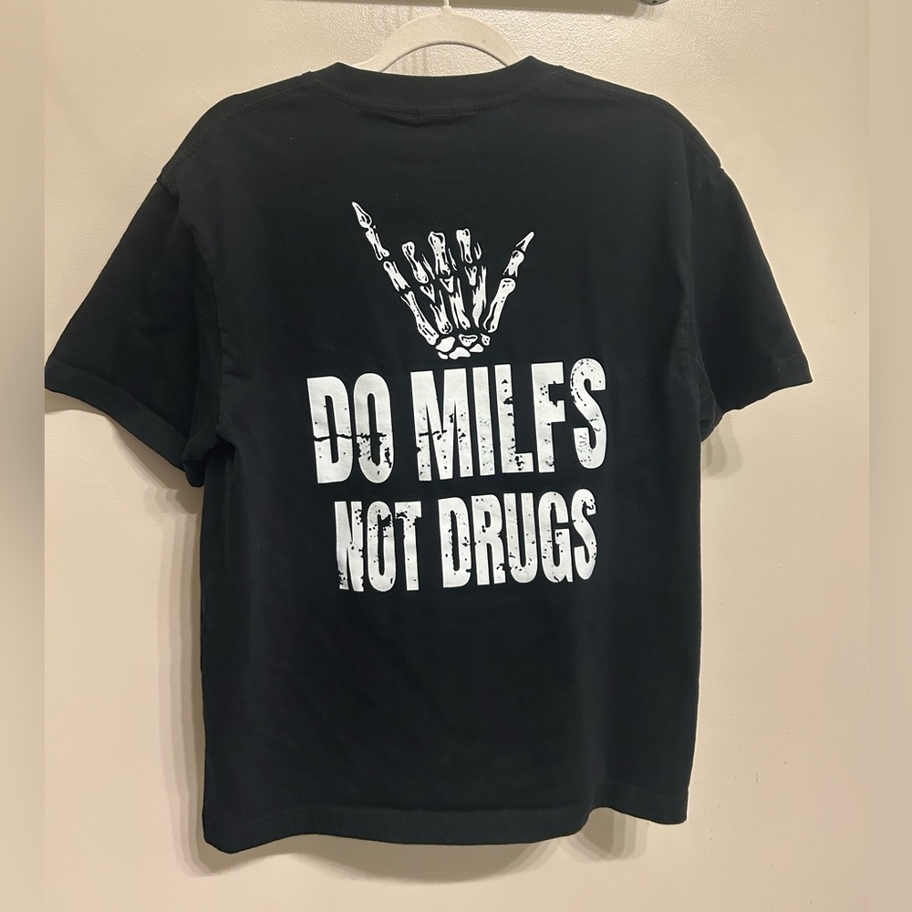 Black Graphic T-Shirt with White Print